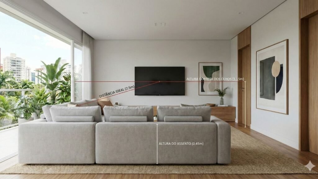Altura ideal da TV na sala
