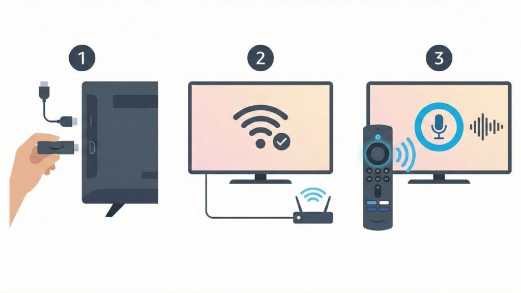 Passo a passo para usar o Fire TV Stick com Alexa na TV.