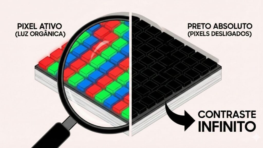 como funciona TV OLED com pixels autoiluminados