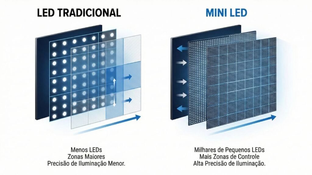 tecnologia Mini LED com mais zonas de iluminação