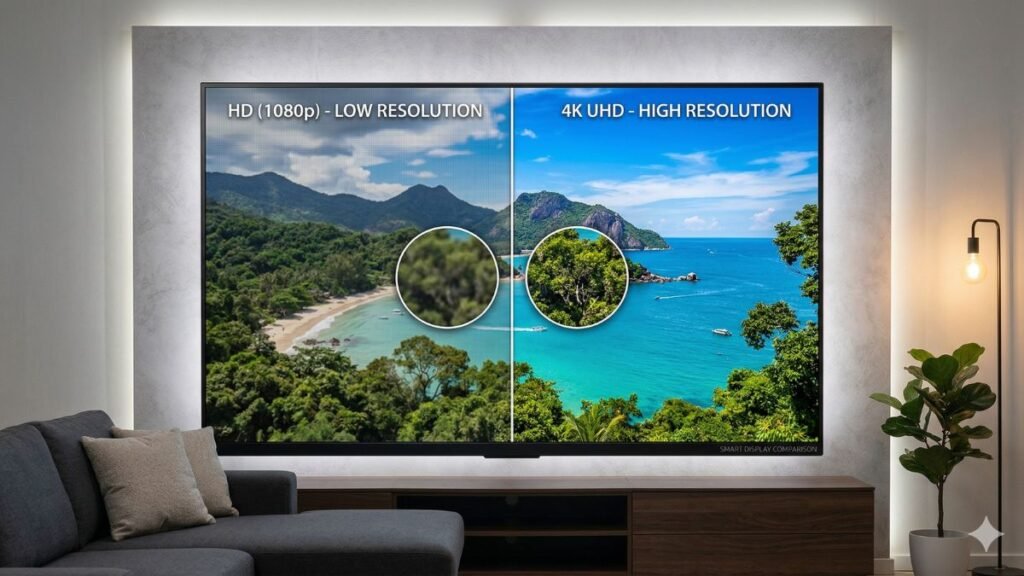Comparação entre imagem HD e 4K em Smart TV