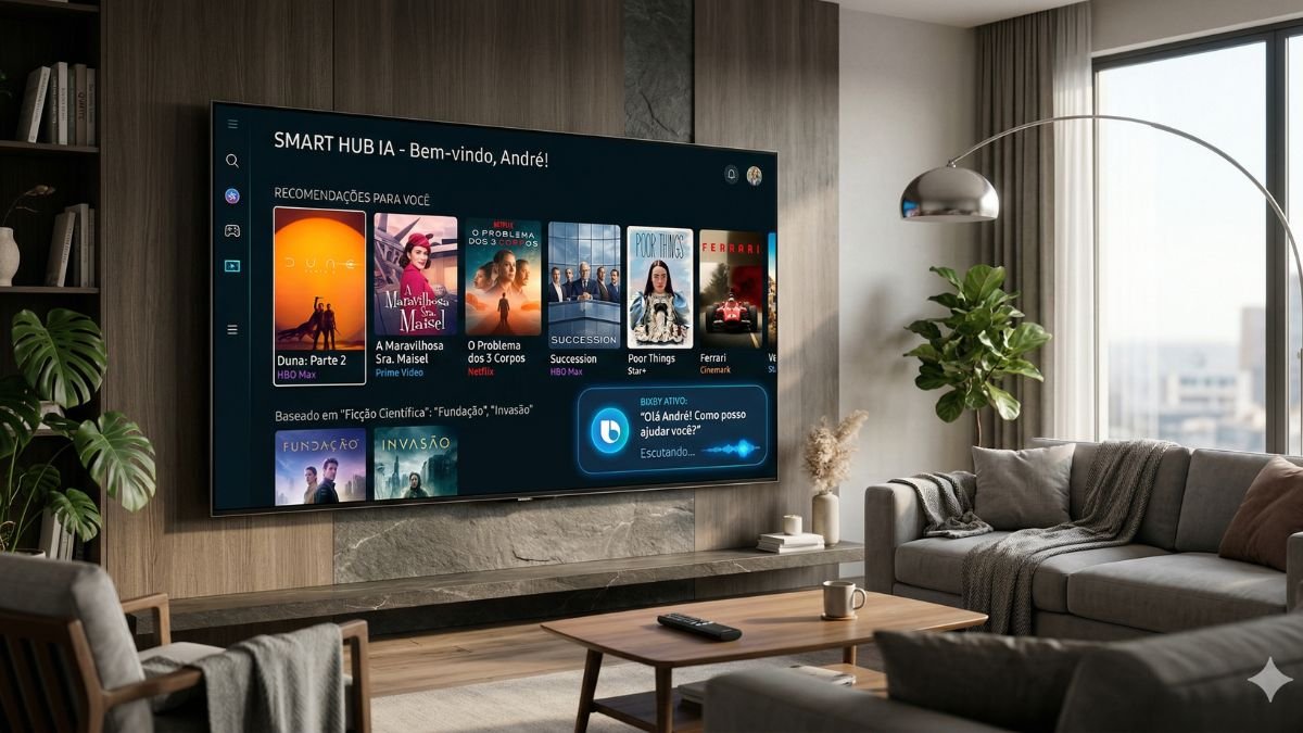 Smart TV Samsung com Vision AI Companion exibindo interface inteligente