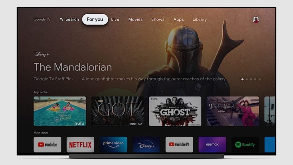 Interface do Sistema Operacional Google TV