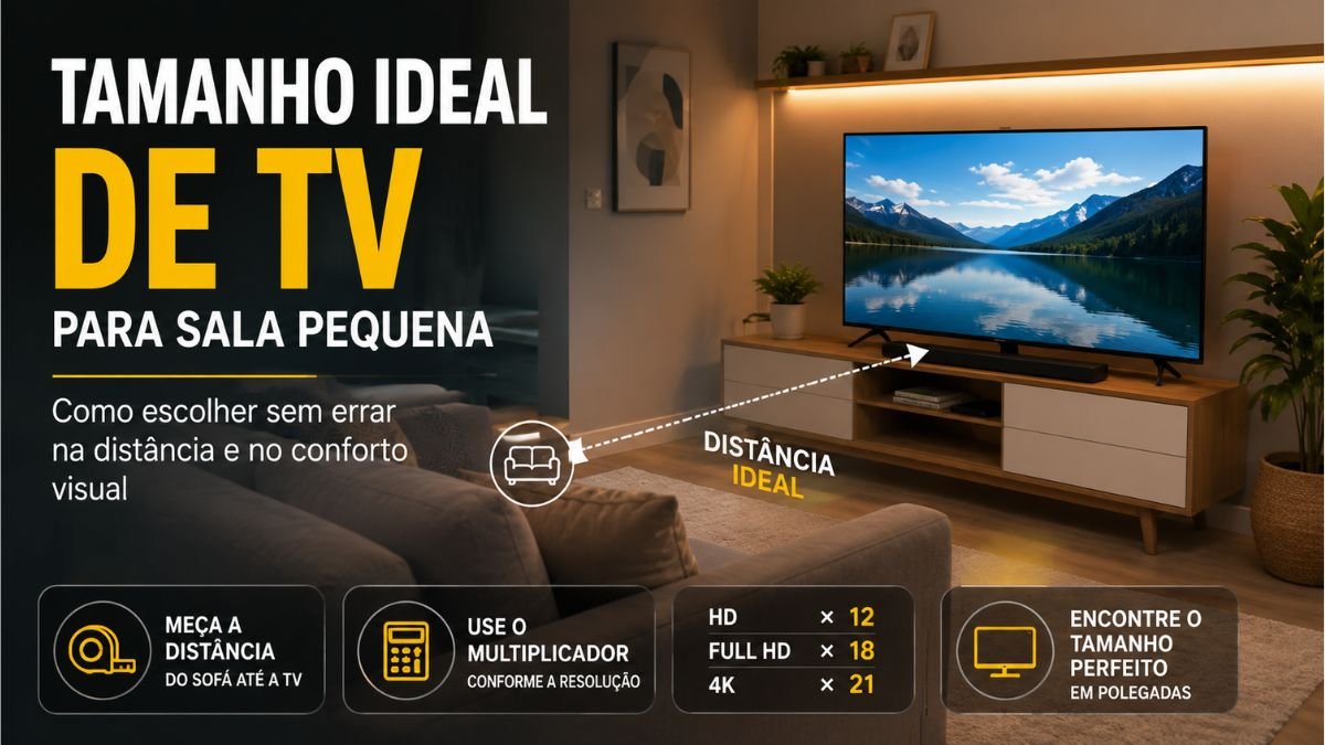 Tamanho ideal de TV para sala pequena