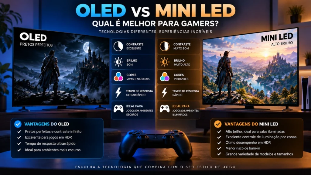 OLED ou Mini LED: qual é melhor para gamers?